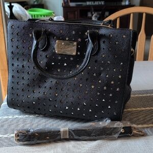 Bebe Black Star-Patterned Tote Bag